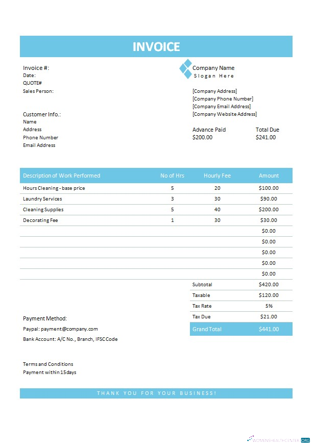 Download Handyman Invoice Template Photoshop template